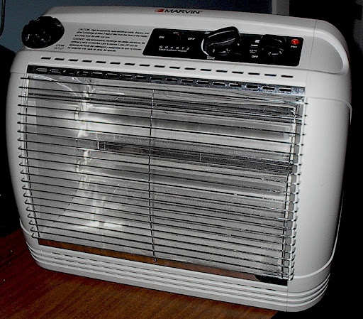 An electric radiant heater in a tiny house.