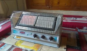 A gas heater in a living space. 