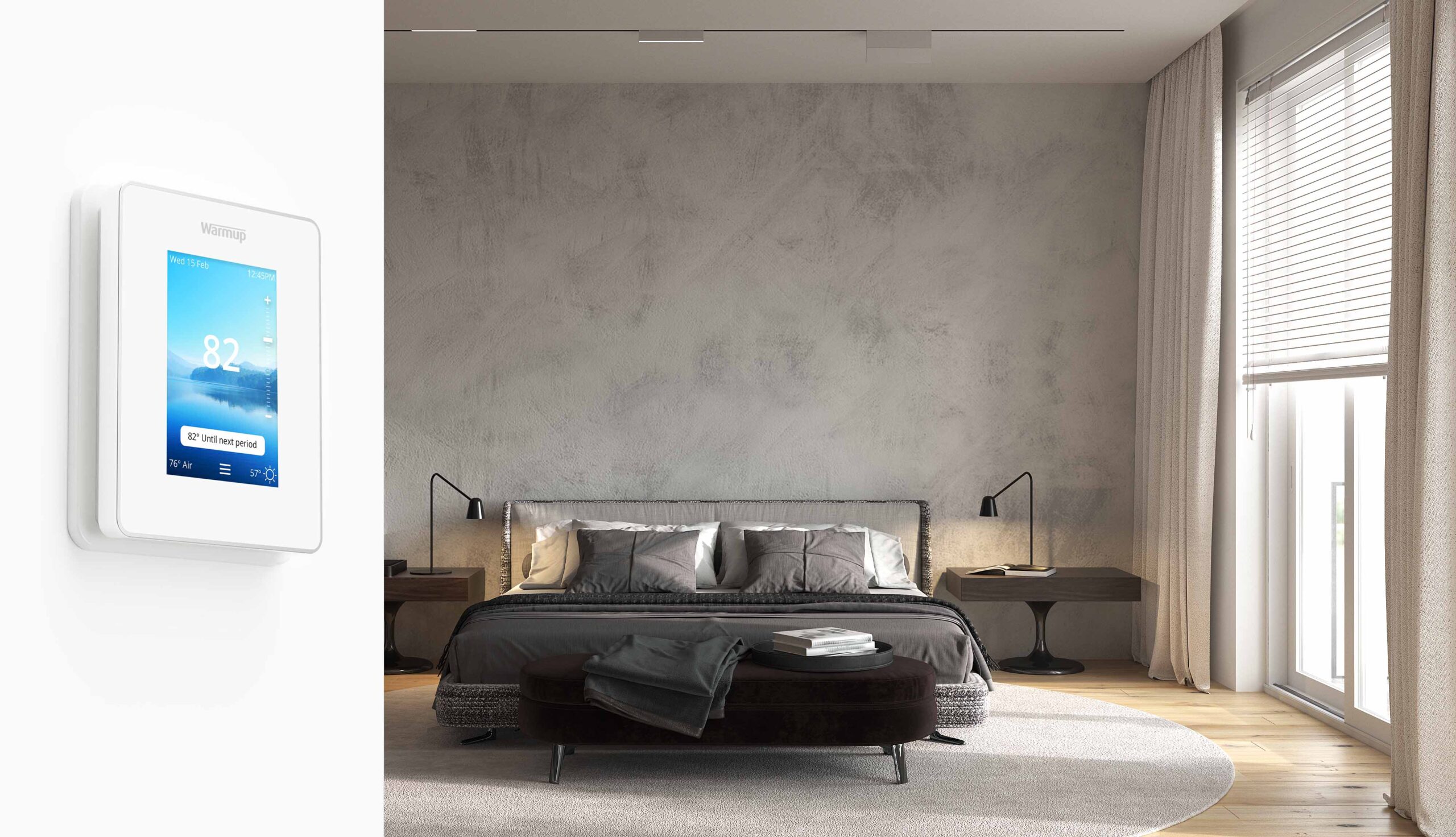 6iE thermostat on a bedroom wall as shown in the buying guide
