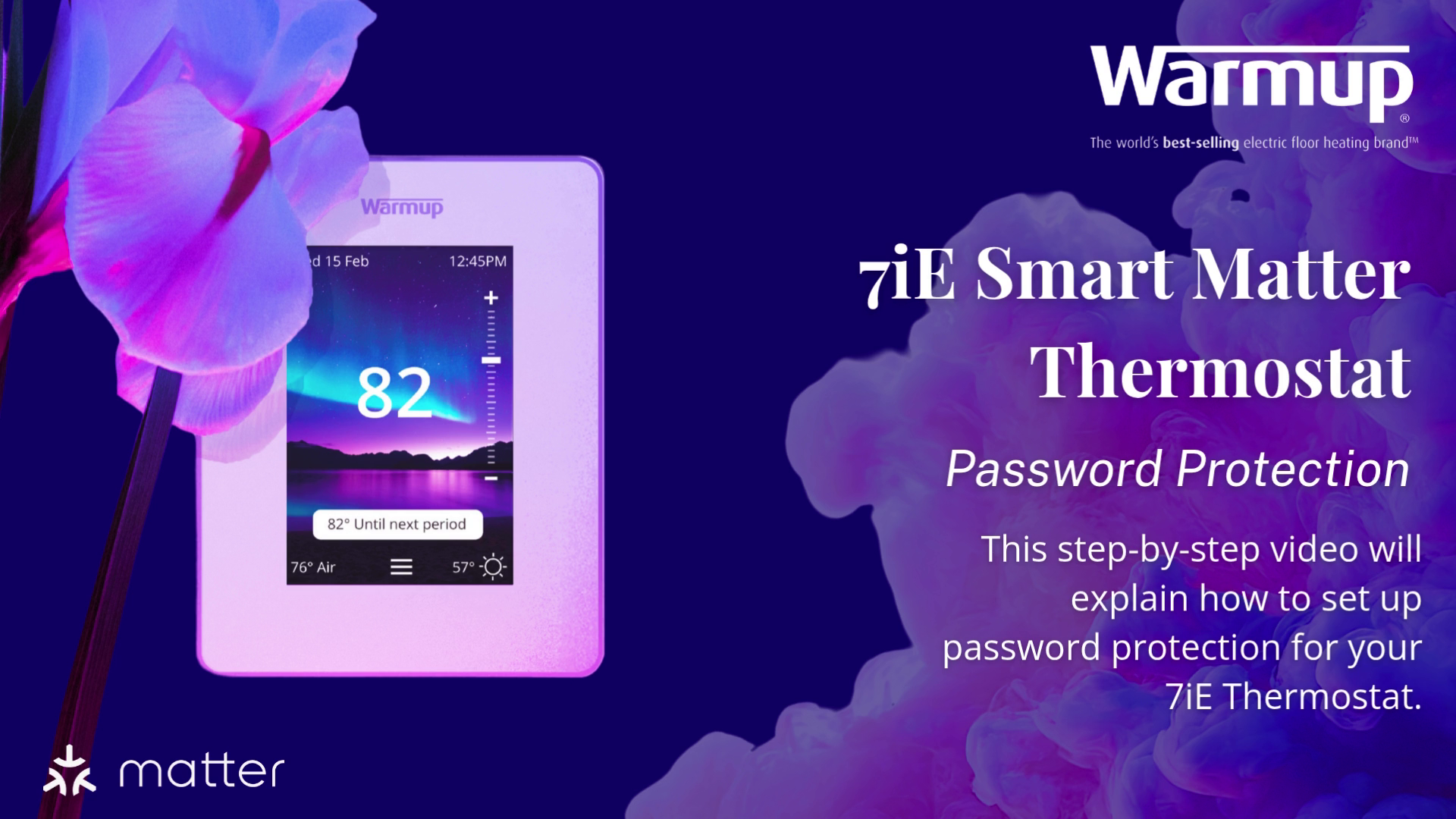 how to set up password protection on a Warmup 7iE Smart Thermostat.