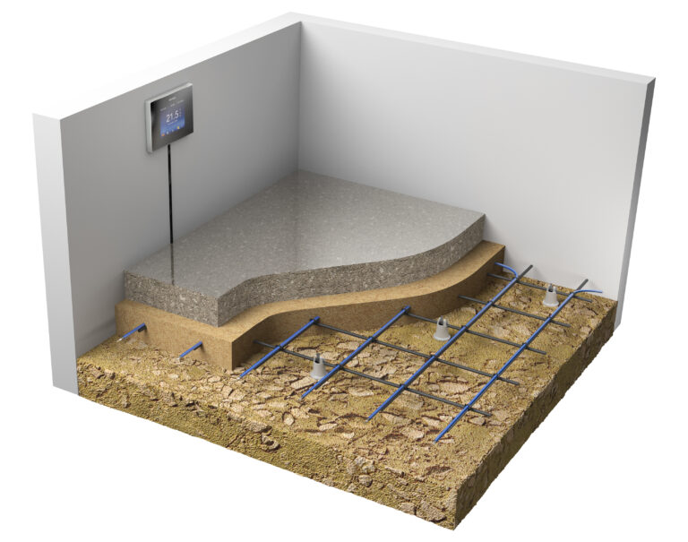 In-Screed / In-Slab underfloor radiant heating system.