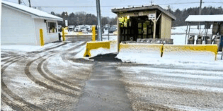 Pathway of clear snow using radiant heating snow melt.