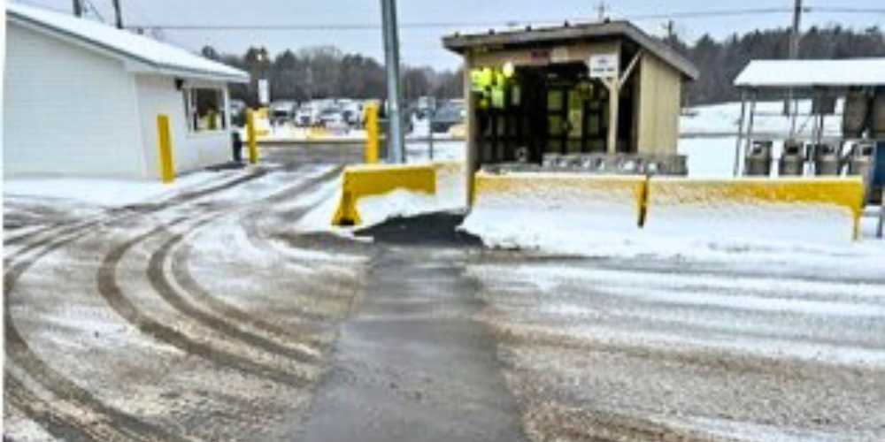 Pathway of clear snow using radiant heating snow melt.