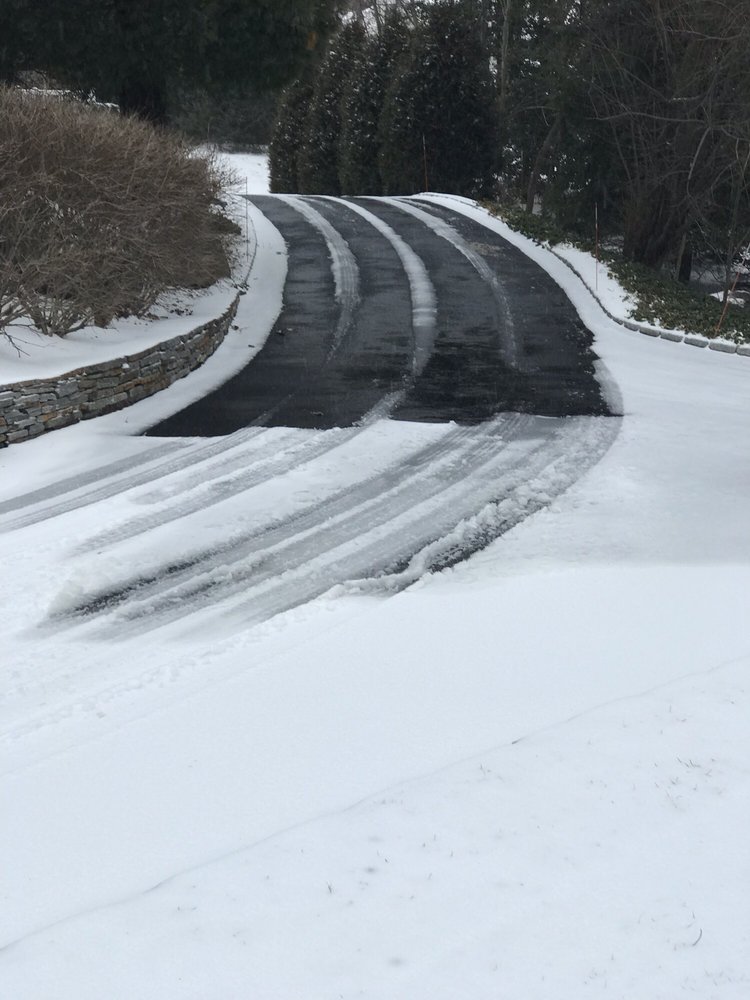 heated driveway half melted half snowy