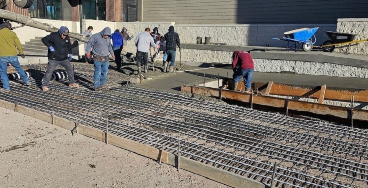 Snow melting mats construction project