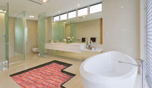 Alt Text: an image of radiant floor heating in a bathroom