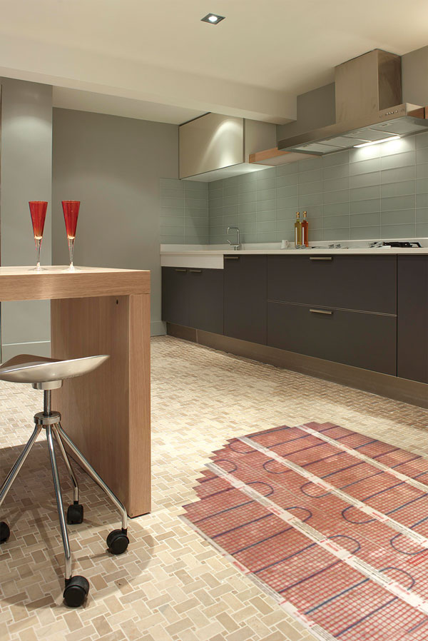 view of underfloor heating mat in kitchen