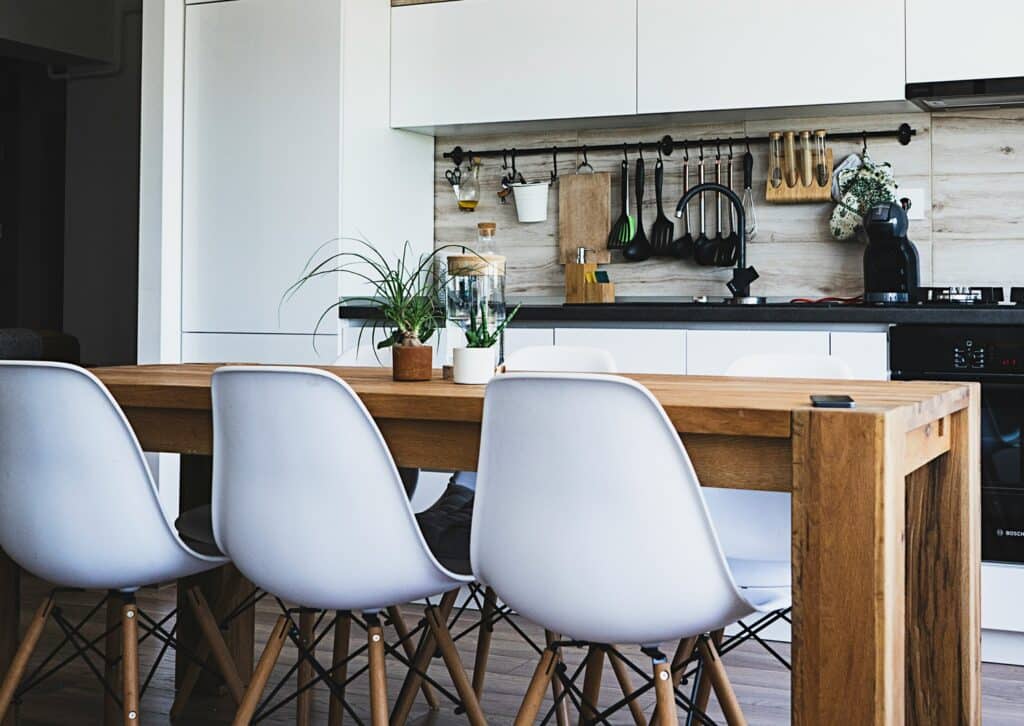 A kitchen/dining room with underfloor heat installed.