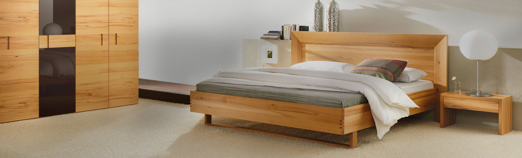 modern bedroom with carpet flooring