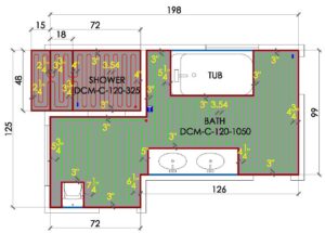 bathroom with radiant heating in a shower floor