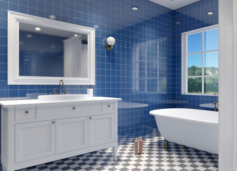 small, modern bathroom interior