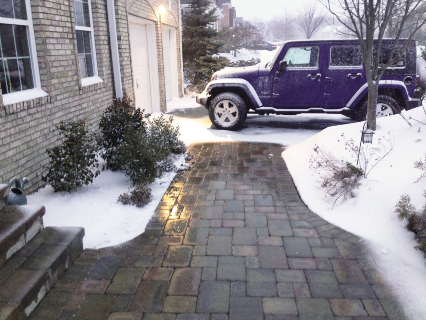 Car parked on heated driveway Chicago.