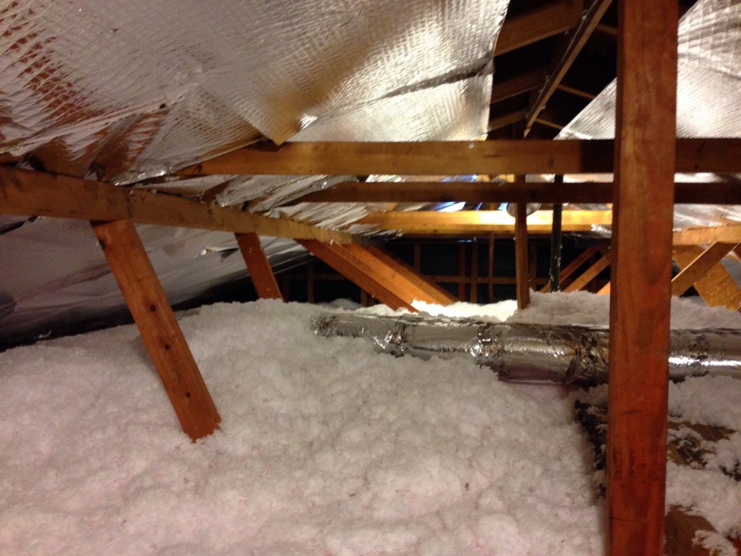 Insulation in the attic of a house