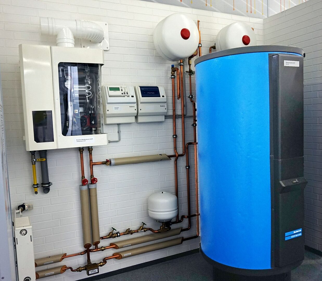 A boiler system in a house.