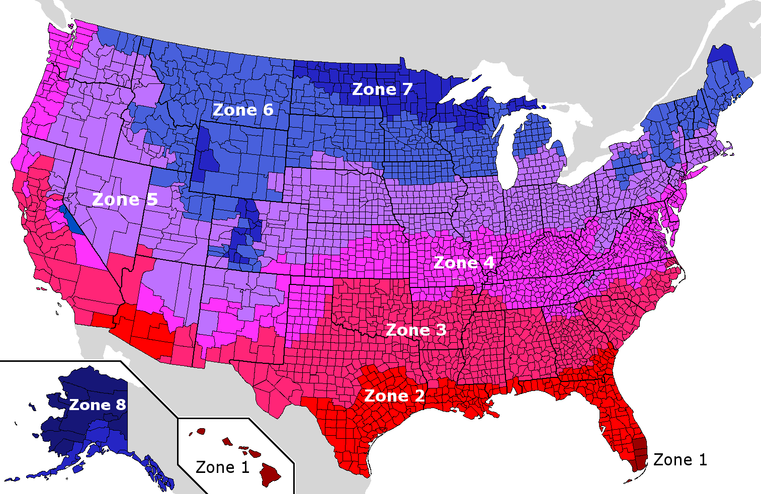 Temperature zones