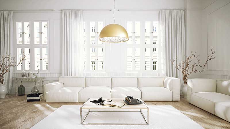 minimalist white living room