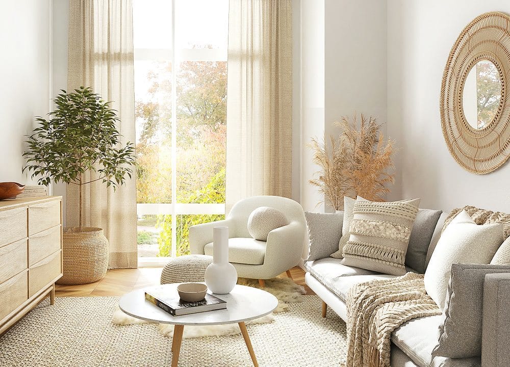 Modern living room with underfloor heating.